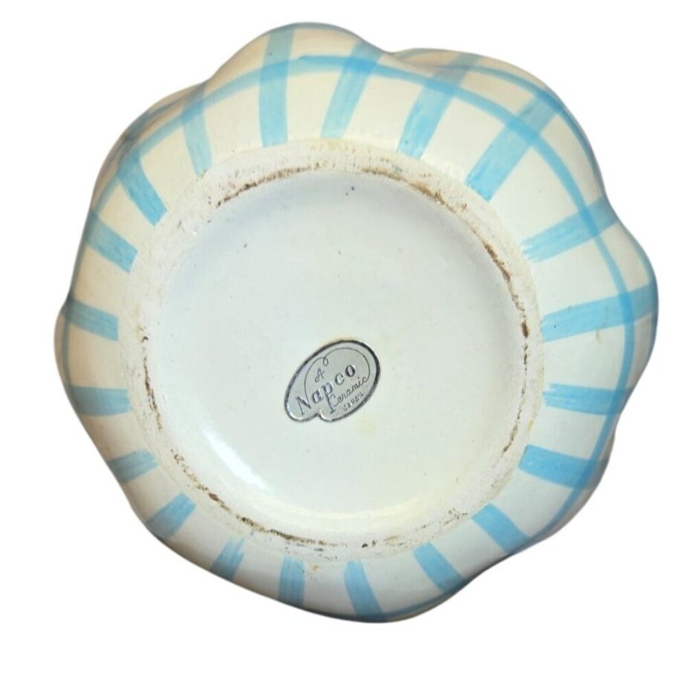 VTG Napco Pastel Plaid Blue and yellow Planter Baby shower planter Ceramic Baske - Picture 5 of 10